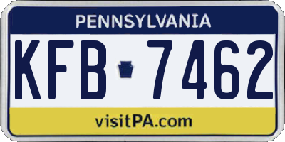 PA license plate KFB7462
