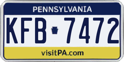 PA license plate KFB7472