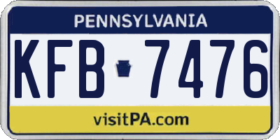 PA license plate KFB7476