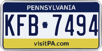 PA license plate KFB7494