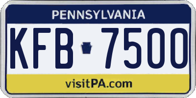 PA license plate KFB7500