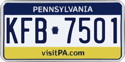 PA license plate KFB7501