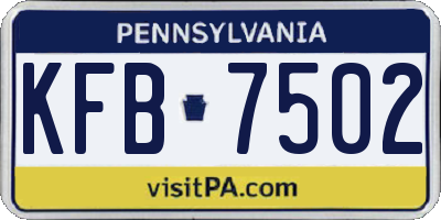 PA license plate KFB7502