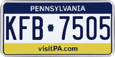PA license plate KFB7505