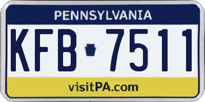 PA license plate KFB7511
