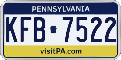 PA license plate KFB7522