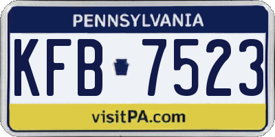 PA license plate KFB7523