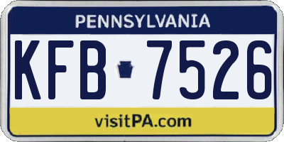 PA license plate KFB7526