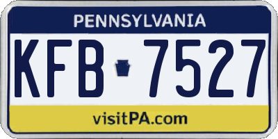 PA license plate KFB7527