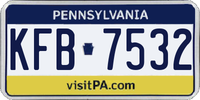 PA license plate KFB7532