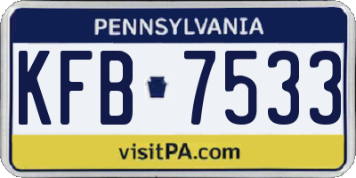 PA license plate KFB7533