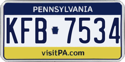 PA license plate KFB7534