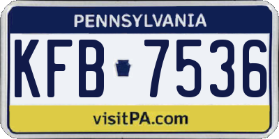 PA license plate KFB7536