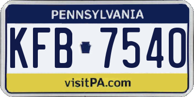 PA license plate KFB7540