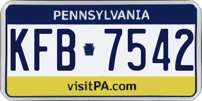 PA license plate KFB7542