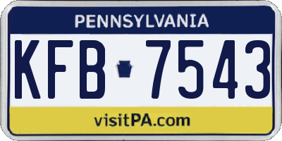 PA license plate KFB7543