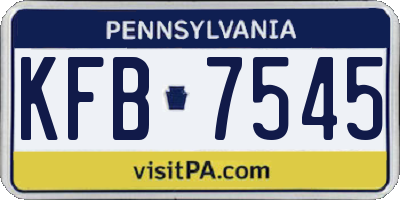 PA license plate KFB7545