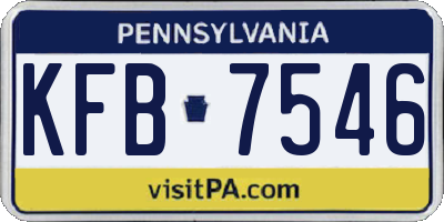 PA license plate KFB7546