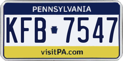 PA license plate KFB7547