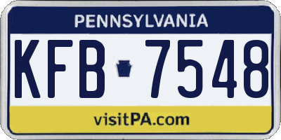 PA license plate KFB7548