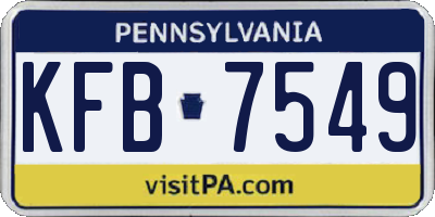 PA license plate KFB7549