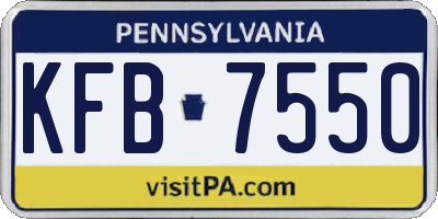 PA license plate KFB7550