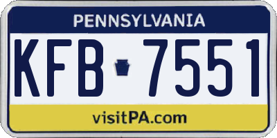 PA license plate KFB7551