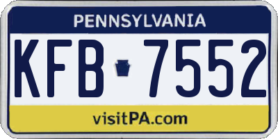 PA license plate KFB7552