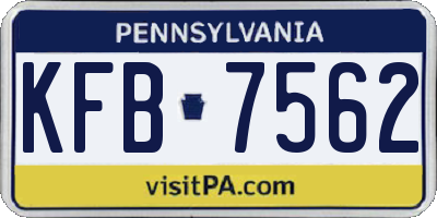 PA license plate KFB7562