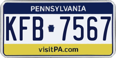 PA license plate KFB7567