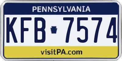 PA license plate KFB7574