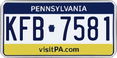 PA license plate KFB7581