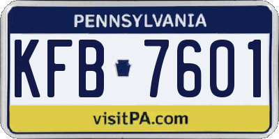 PA license plate KFB7601