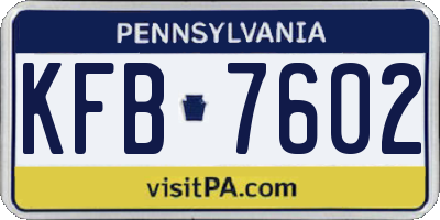 PA license plate KFB7602
