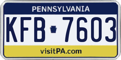 PA license plate KFB7603