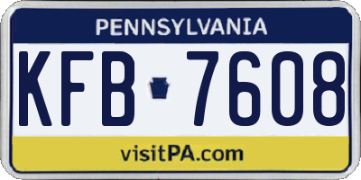 PA license plate KFB7608