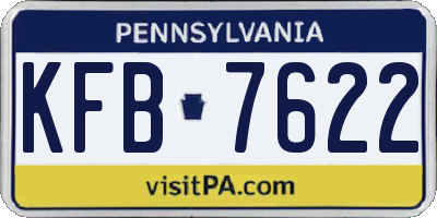 PA license plate KFB7622