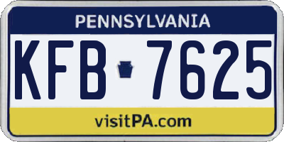 PA license plate KFB7625