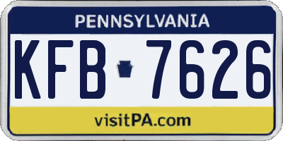 PA license plate KFB7626