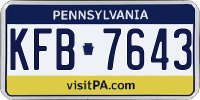 PA license plate KFB7643