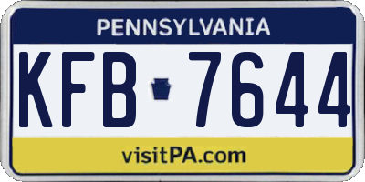 PA license plate KFB7644