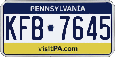 PA license plate KFB7645