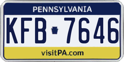 PA license plate KFB7646