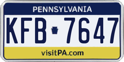 PA license plate KFB7647