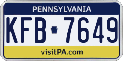 PA license plate KFB7649