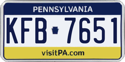 PA license plate KFB7651