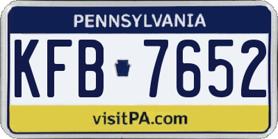 PA license plate KFB7652
