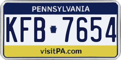 PA license plate KFB7654