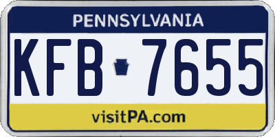 PA license plate KFB7655