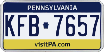 PA license plate KFB7657